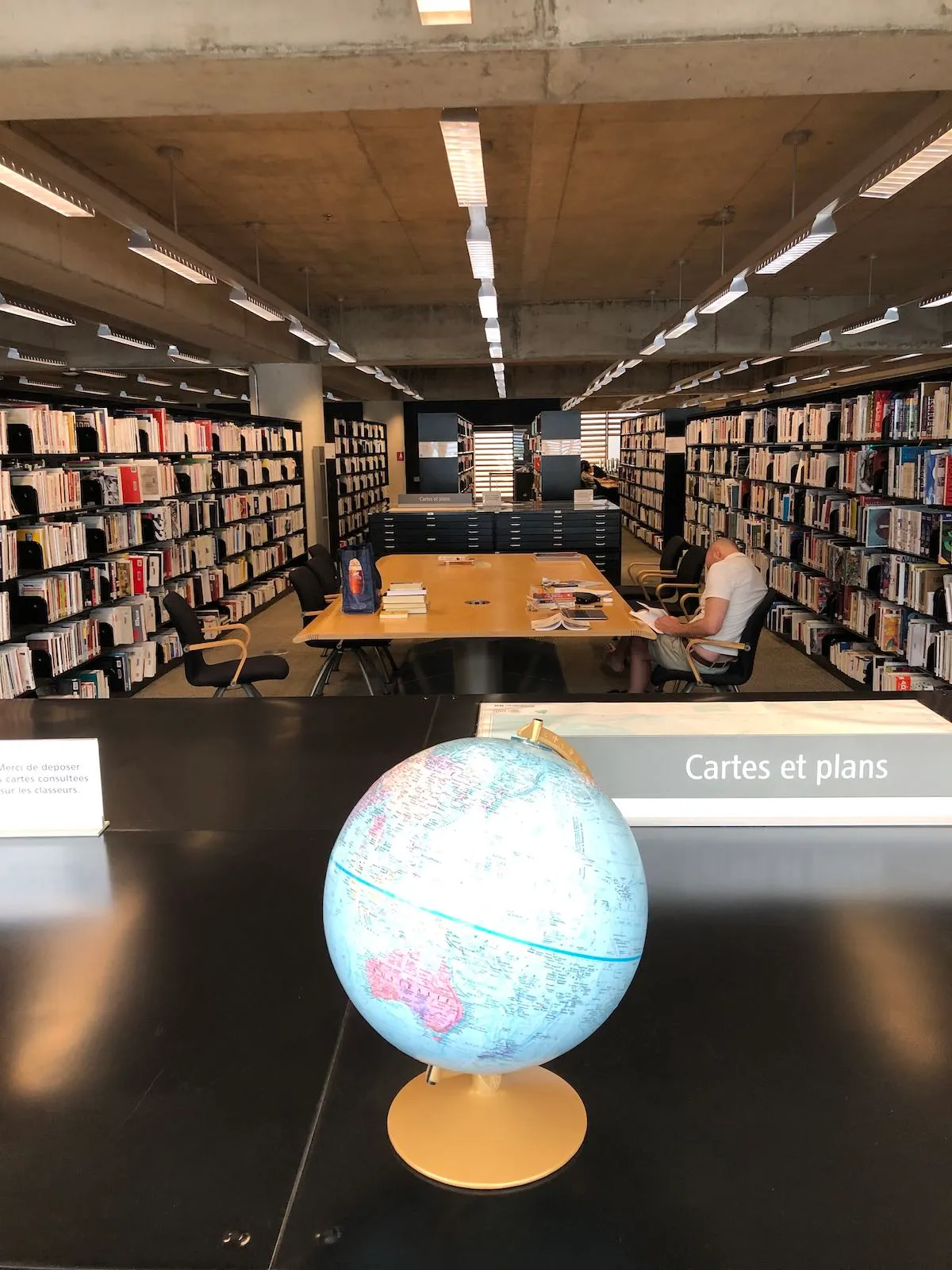 Racks and drawers of maps.